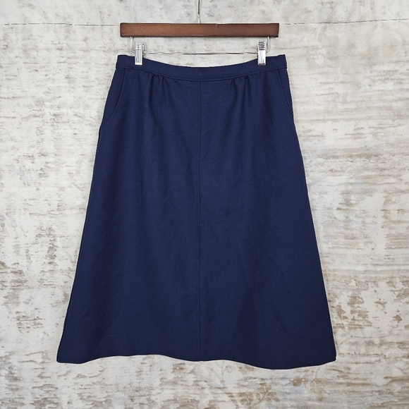 Vintage 1980s Navy Blue Skirt Levi Strauss & Co Levis A-line Preppy Office 80s - Picture 14 of 17